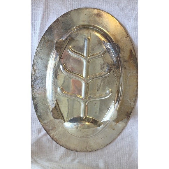 Vintage Friedman Silver Co SP Footed Tree Well Meat Platter 15 3/4" - Picture 3 of 6